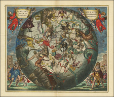 Western Hemisphere, Southern Hemisphere and Celestial Maps Map By Andreas Cellarius