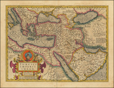 Balkans, Turkey, Mediterranean, Central Asia & Caucasus, Middle East and Turkey & Asia Minor Map By Jodocus Hondius