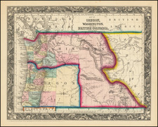 Idaho, Montana, Wyoming, Oregon and Washington Map By Samuel Augustus Mitchell Jr.