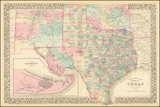 Texas Map By Samuel Augustus Mitchell Jr.