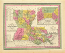 Louisiana Map By Samuel Augustus Mitchell
