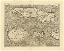 Cuba, Jamaica and Other Islands Map By Cornelis van Wytfliet