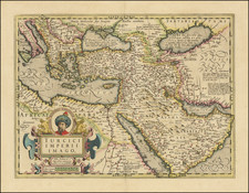 Turkey, Middle East, Holy Land and Turkey & Asia Minor Map By Jodocus Hondius