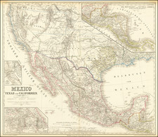 Texas, Plains, Southwest, Rocky Mountains, Mexico, Baja California, Central America and California Map By Heinrich Kiepert