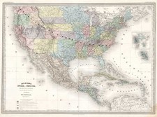 United States and Mexico Map By Adolphe Hippolyte Dufour