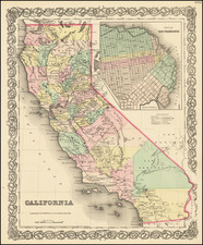 California and San Francisco & Bay Area Map By Joseph Hutchins Colton