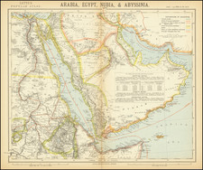 Middle East and Arabian Peninsula Map By Letts, Son & Co. Limited