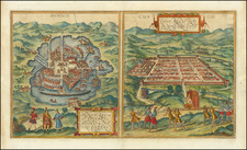 Mexico and Peru & Ecuador Map By Georg Braun  &  Frans Hogenberg