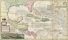 Southeast, Texas, Caribbean and Central America Map By Hermann Moll