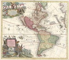 World, Western Hemisphere, South America and America Map By Matthaus Seutter