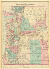 Oregon and Washington Map By Samuel Augustus Mitchell Jr.