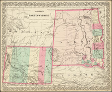 North Dakota, South Dakota, Rocky Mountains, Montana and Wyoming Map By G.W.  & C.B. Colton