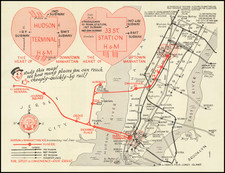 New York City Map By Hudson & Manhattan Rail Road