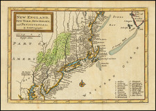 New England, New York State and Mid-Atlantic Map By Herman Moll