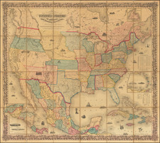 Colton's Map of the United States of America, The British Provinces, Mexico and The West Indies Showing The Countries From the Atlantic to the Pacific Ocean . . . . 1854