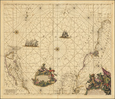 Terra Nova ac Maris Tractus circa Novam Franciam, Angliam, Belgium, Venezuelam, Novam Andalusiam, Guianam, et Brasiliam By Frederick De Wit