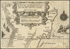 Deliniatio orarum Peru; cujus Metropolis Lima: In qua vicarius Regis Archiepiscopusque habitant haec Civitas ex varijs nationibus populosa est Las Salinas . . . By Olivier Van Noort / Nicholas Van Geelkercken / Baptista Van Deutecum 