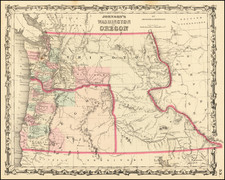 Idaho, Pacific Northwest, Oregon and Washington Map By Alvin Jewett Johnson  &  Ross C. Browning