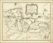 Midwest, Illinois, Indiana, Ohio, Michigan, Wisconsin and Western Canada Map By Homann Heirs / Jacques Nicolas Bellin