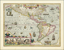 Western Hemisphere and America Map By Jodocus Hondius