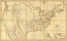 United States and Midwest Map By John Melish