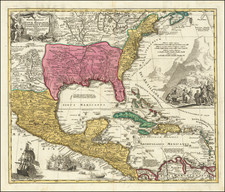 United States and Caribbean Map By Johann Baptist Homann