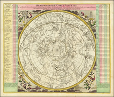 Hemisphaerium Coeli Australe in quo loca Stellarum fixarum secondum Aequatorem, per Ascensiones nempe rectas et Declinationes ad anum Christi 1730 completu sistuntur By Johann Gabriele Doppelmayr