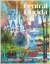 Florida and Travel Posters Map By Delta Air Lines / Jack Laycox