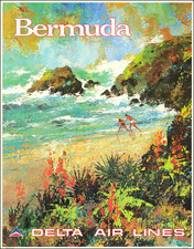 Bermuda and Travel Posters Map By Delta Air Lines / Jack Laycox