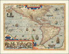 Western Hemisphere and America Map By Jodocus Hondius