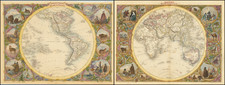 World, Eastern Hemisphere and Western Hemisphere Map By John Tallis