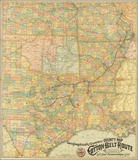 Louisiana, Arkansas, Texas, Kansas, Missouri and Oklahoma & Indian Territory Map By St. Louis Southwestern Railway