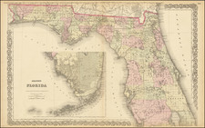 Florida Map By G.W.  & C.B. Colton