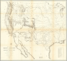 United States, Texas, Midwest, Plains, Southwest, Rocky Mountains and California Map By U.S. Pacific RR Survey