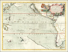 Australia & Oceania, Pacific, Australia, Oceania, New Zealand, Hawaii and California as an Island Map By Vincenzo Maria Coronelli