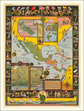 United States, Florida, Southeast, Southwest, North America, Baja California, Caribbean, Central America, Pictorial Maps and California Map By Jo Mora