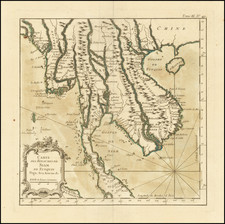 Malaysia and Thailand, Cambodia, Vietnam Map By Jacques Nicolas Bellin