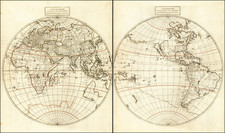 World, Eastern Hemisphere, Western Hemisphere and California as an Island Map By Giovanni Battista Nicolosi