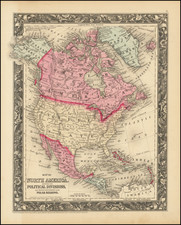 North America Map By Samuel Augustus Mitchell Jr.