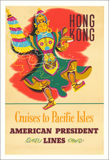 Hong Kong and Travel Posters Map By American President Lines