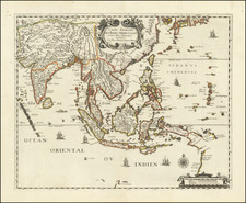 China, Japan, India, Southeast Asia, Philippines, Indonesia, Thailand, Cambodia, Vietnam and Australia Map By Pierre Mariette