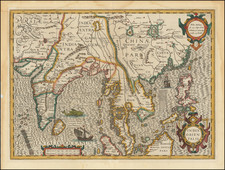 China, India, Southeast Asia, Philippines, Indonesia, Malaysia and Thailand, Cambodia, Vietnam Map By Jodocus Hondius