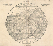 World, Western Hemisphere, Polar Maps, South America and America Map By Giovanni Battista Ramusio