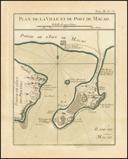 [Macau]  Plan de la Ville et du Port de Macao By Jacques Nicolas Bellin