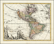 Western Hemisphere, California as an Island and America Map By Johann Christoph Weigel