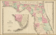 Florida Map By G.W.  & C.B. Colton