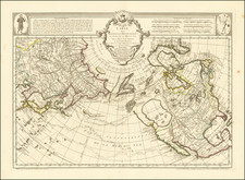 Polar Maps, Alaska, North America, Pacific, Russia in Asia and Canada Map By Philippe Buache / Joseph Nicholas De  L'Isle