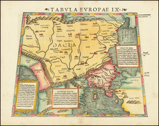 [ Greece, Bulgaria, Albania, Macedonia, Serbia & Turkey ]  Tabula Europae IX  By Sebastian Munster