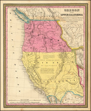 Southwest, Arizona, Utah, Nevada, New Mexico, Rocky Mountains, Idaho, Utah, Oregon, Washington and California Map By Samuel Augustus Mitchell