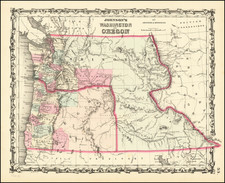 Idaho, Pacific Northwest, Oregon and Washington Map By Alvin Jewett Johnson  &  Ross C. Browning